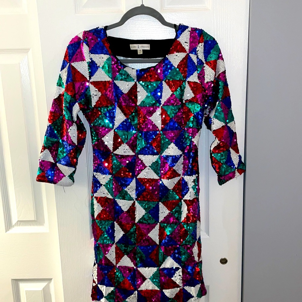 Multi Colored Mini Dress w/ Back Cut Out